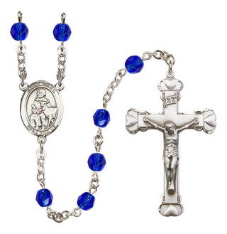 Silver-Plated 6mm Saint Giles  Engraved Catholic Rosaries