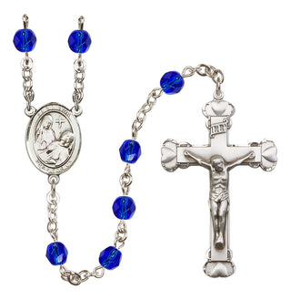 Silver-Plated 6mm Saint Fina  Engraved Catholic Rosaries