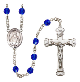 Silver-Plated 6mm Saint Gerald  Engraved Catholic Rosaries