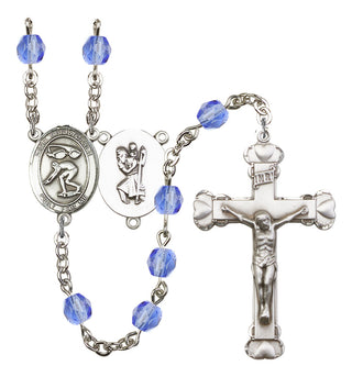 Saint Christopher and Swimming Rosary with Sapphire Beads