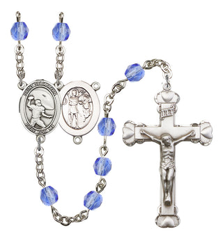 Saint Sebastian and Football Rosary with Sapphire Beads