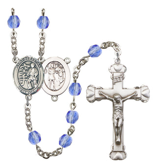 Saint Sebastian and Karate Rosary with Sapphire Beads