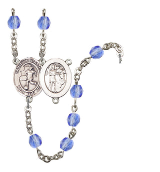 Saint Sebastian and Women's Soccer Rosary with Sapphire Beads