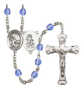 Guardian Angel and Football Rosary with Sapphire Beads