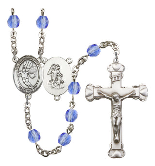 Guardian Angel and Basketball Rosary with Sapphire Beads