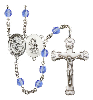 Guardian Angel and Hockey Rosary with Sapphire Beads