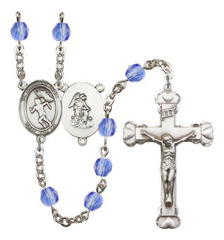 Guardian Angel and Track&Field Rosary with Sapphire Beads