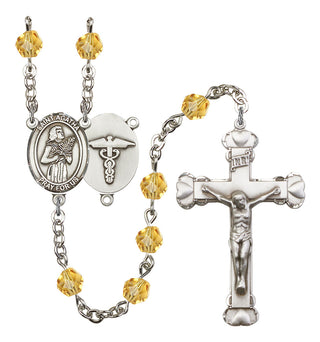 Saint Agatha and Nurse Rosary with Topaz Beads