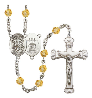 Saint George and Air Force Rosary with Topaz Beads