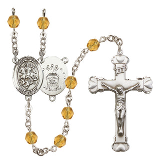 Silver-Plated 6mm Saint George / Air Force Rosary