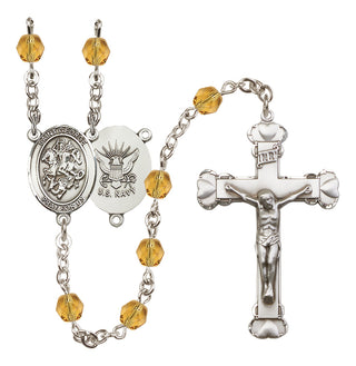 Silver-Plated 6mm Saint George / Navy Rosary
