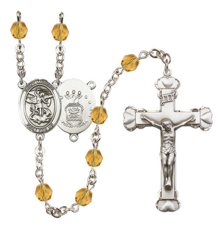 Silver-Plated 6mm Saint Michael / Air Force Rosary