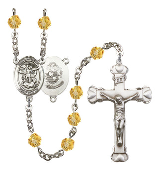 Saint Michael and Marines Rosary with Topaz Beads