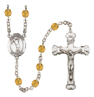 Silver-Plated 6mm Saint Sebastian/Golf Rosary