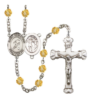 Saint Sebastian and Soccer Rosary with Topaz Beads