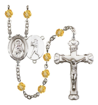 Saint Rita and Baseball Rosary with Topaz Beads