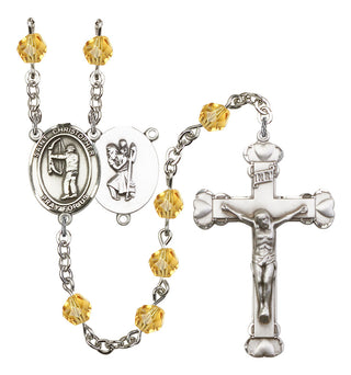 Saint Christopher and Archery Rosary with Topaz Beads