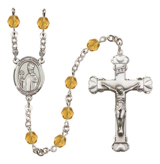 Silver-Plated 6mm Saint Austin  Engraved Catholic Rosaries