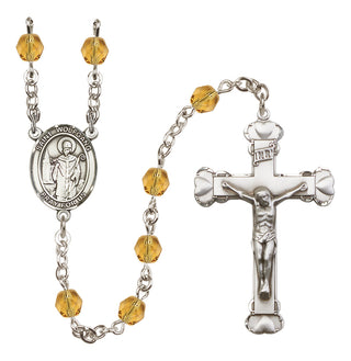 Silver Plated 6mm Fire Polished Saint Wolfgang Rosary in Topaz