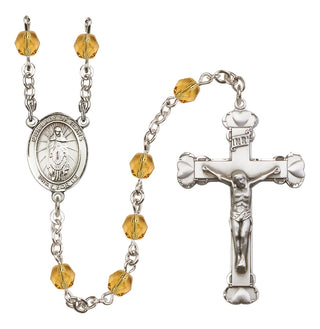Silver Plated 6mm Fire Polished Our Lady of Tears Rosary in Topaz
