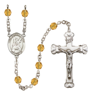 Silver Plated 6mm Fire Polished Saint Frances of Rome Rosary in Topaz