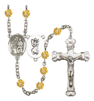 Saint Christopher and Karate Rosary with Topaz Beads