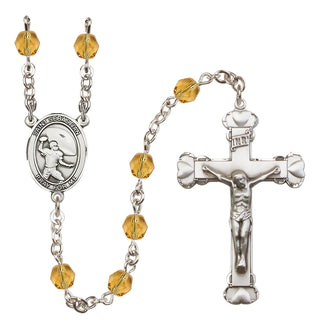 Silver-Plated 6mm Saint Sebastian / Football Rosary