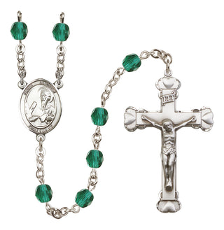 Silver-Plated 6mm Saint Andrew the Apostle  Engraved Catholic Rosaries