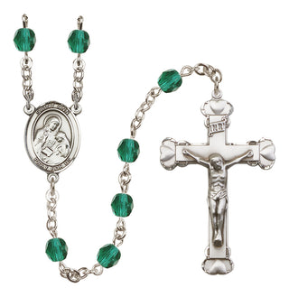 Silver-Plated 6mm Saint Ann  Engraved Catholic Rosaries