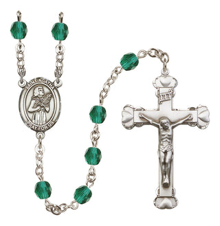 Silver Plated 6mm Fire Polished Saint Agatha Rosary in Zircon