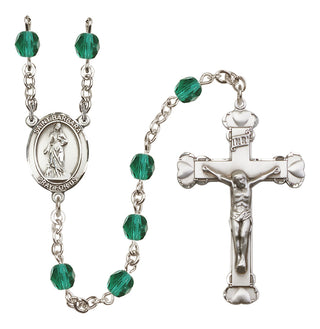 Silver-Plated 6mm Saint Barbara  Engraved Catholic Rosaries