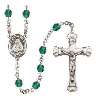 Silver Plated 6mm Fire Polished Saint Frances Cabrini Rosary in Zircon