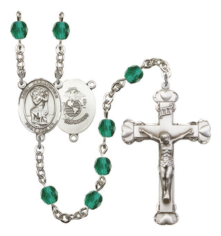 Saint Christopher and Marines Rosary with Zircon Beads