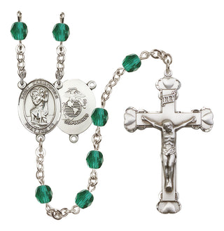 Silver-Plated 6mm Saint Christopher / Marines Rosary