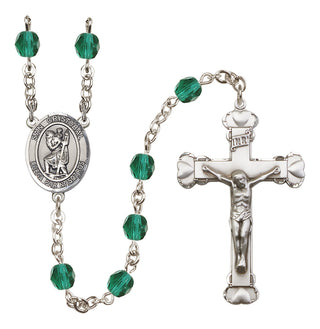 Silver Plated 6mm Fire Polished San Cristobal Rosary in Zircon