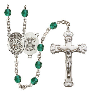 Silver-Plated 6mm Saint George / Navy Rosary