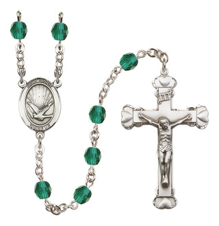 Silver-Plated 6mm Holy Spirit  Engraved Catholic Rosaries