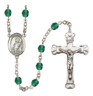Silver Plated 6mm Fire Polished Saint Lucia of Syracuse Rosary in Zircon