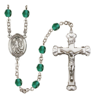 Silver Plated 6mm Fire Polished Saint Lazarus Rosary in Zircon