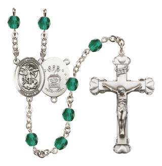 Silver-Plated 6mm Saint Michael / Air Force Rosary
