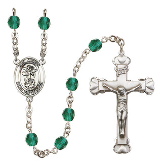 Silver-Plated 6mm San Miguel Arcangel  Engraved Catholic Rosaries