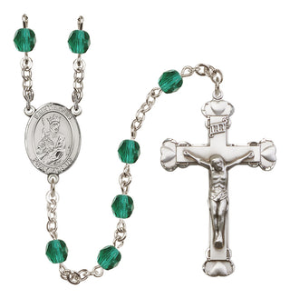 Silver Plated 6mm Fire Polished Saint Louis Rosary in Zircon