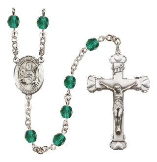 Silver Plated 6mm Fire Polished Saint Raymond Nonnatus Rosary in Zircon