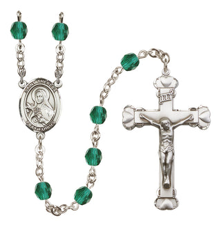 Silver Plated 6mm Fire Polished Saint Theresa Rosary in Zircon