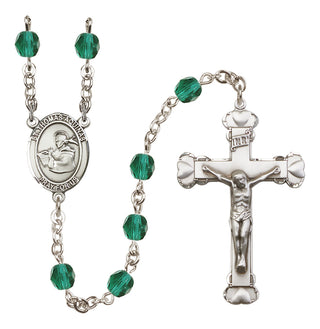 Silver Plated 6mm Fire Polished Saint Thomas Aquinas Rosary in Zircon