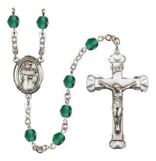 Silver Plated 6mm Fire Polished Saint Casimir of Poland Rosary in Zircon
