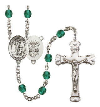 Guardian Angel and Navy Rosary with Zircon Beads