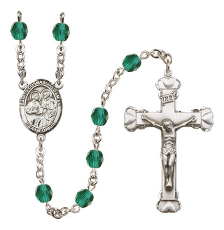 Silver Plated 6mm Fire Polished Saints Cosmas & Damian Rosary in Zircon