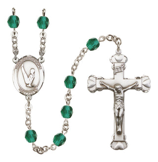 Silver-Plated 6mm Saint Christopher/Gymnastics  Engraved Catholic Rosaries