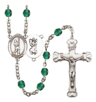 Saint Christopher and Lacrosse Rosary with Zircon Beads